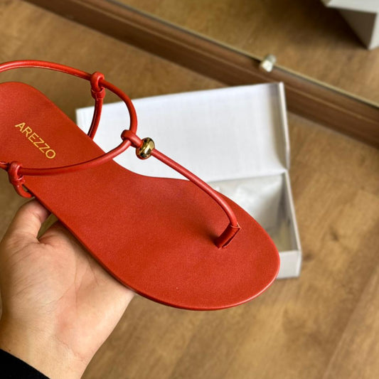 Sandália Arezzo Rasteira Slim Tiras Metal A032740144