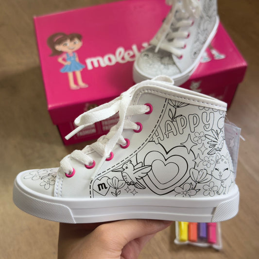 Tênis Molekinha Cano Alto para Colorir 5293.102