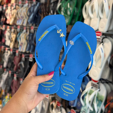 Havaianas Slim Square Logo Pop Up + Pins Ancôra + Estrela + Mão De Fátima