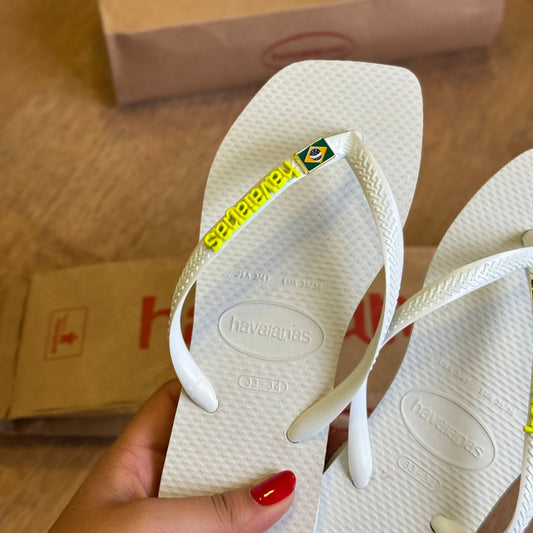 Havaianas Slim Square + Placa Logo + Pin Brasil