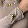 Conjunto Colar Pulseira Cravejado Zircônia Bola Lisa