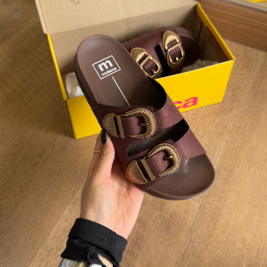 Sandália Moleca Papete Fivela Dourado Conforto E Estilo 5436.441