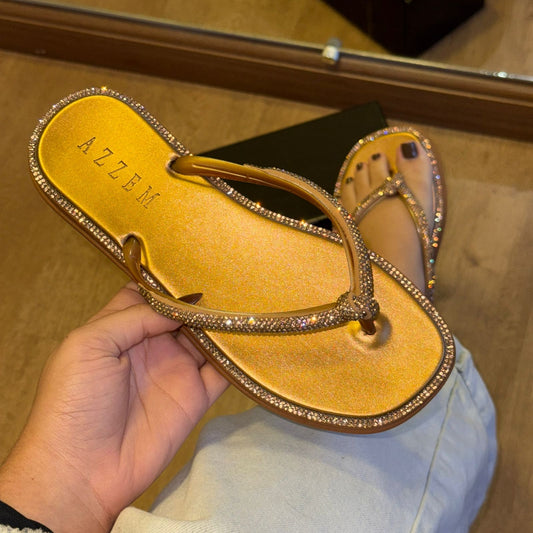 Chinelo De Dedo Azzem Tiras Em Strass SV104