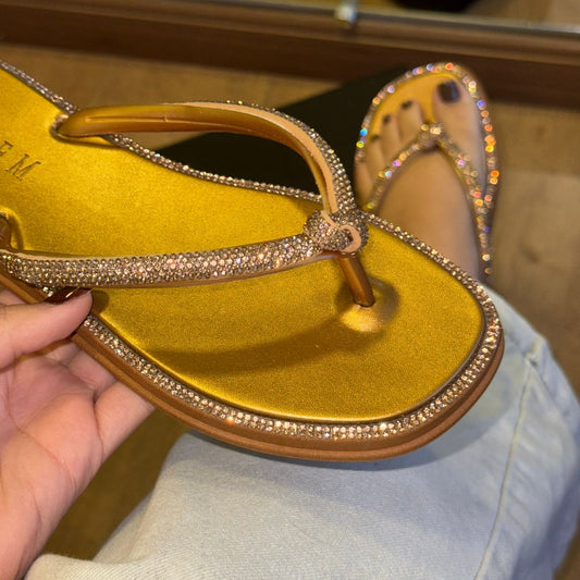 Chinelo De Dedo Azzem Tiras Em Strass SV104