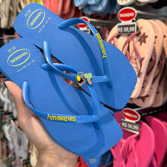 Havaianas Slim Square Logo Pop + Pin Tucano e Coqueiro