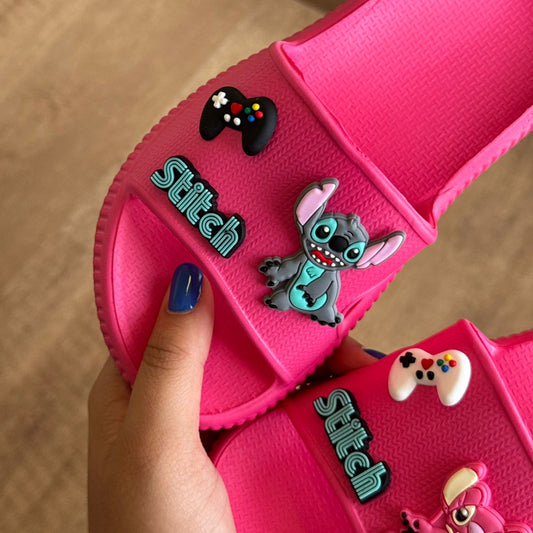 Chinelo Slide Nuvem EVA + Charms Stitch