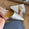 Scarpin Arezzo Couro Slingback Metal Heritage A127570201