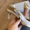 Scarpin Arezzo Couro Slingback Metal Heritage A127570201