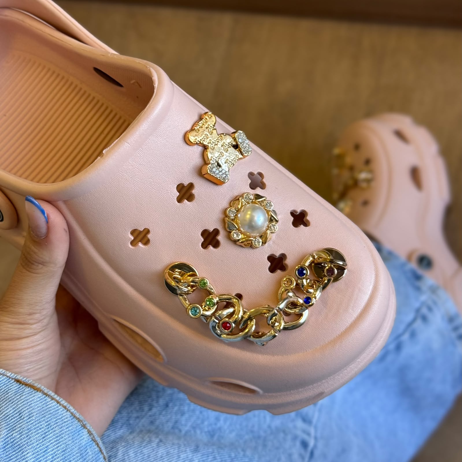 Babuche Plataforma Tratorada + Botons Corrente - Rose