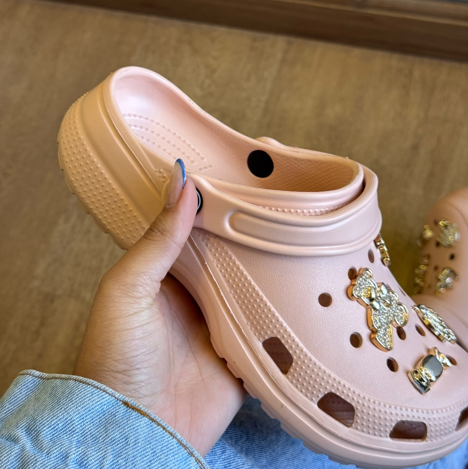 Babuche Confortável + Botons Urso Delicado - Rose